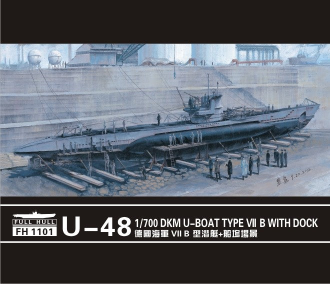 U-boat U-48 Type VIIB with dockyard diorama.