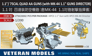 1.1" / 75 cal quad AAguns with Mk-44 director