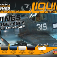 Aircraft wings and fuselage liquid pigments set